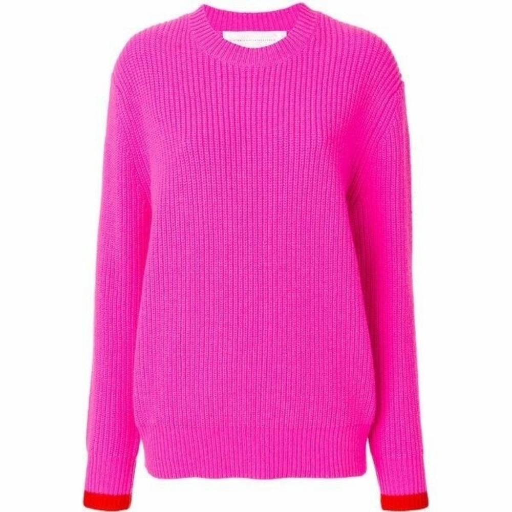 Victoria Beckham  wool knit barbie pink Crew Neck  Sweater